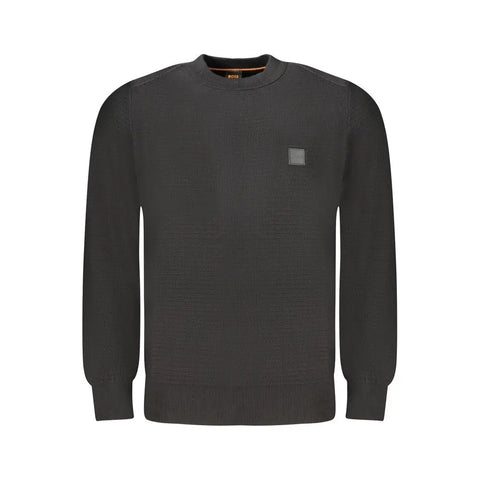 Black Cotton Men Sweater Hugo Boss