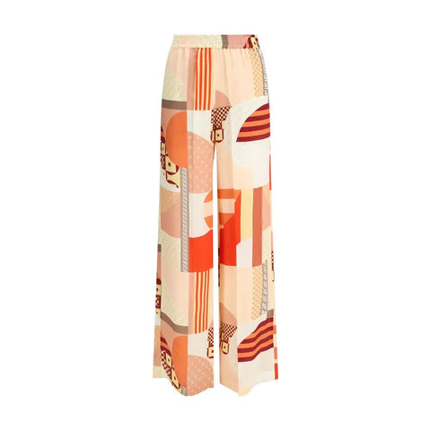 Patchwork print silk crepe Pants Fendi