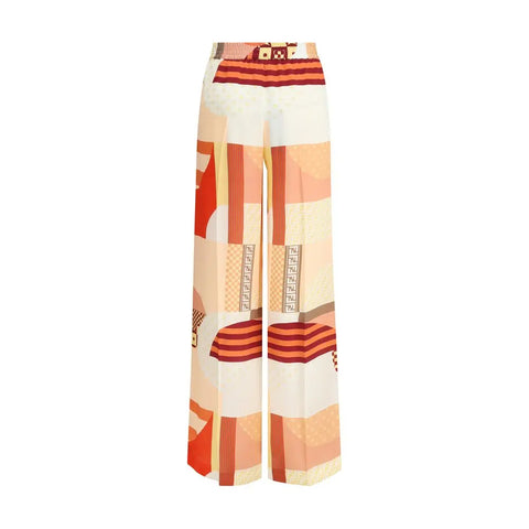 Patchwork print silk crepe Pants Fendi