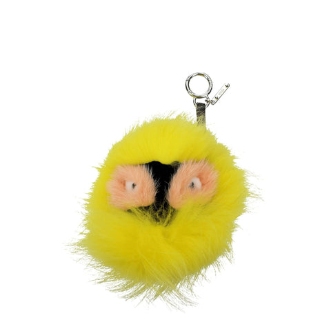 Yellow Fur Keychains Fendi