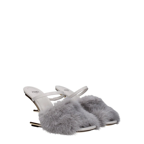 Gray Mink Slippers Sandals Fendi