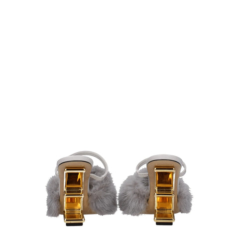 Gray Mink Slippers Sandals Fendi