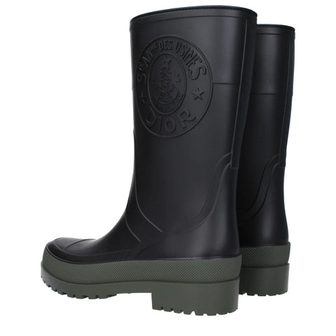 Black Cotton Rain Boots Christian Dior