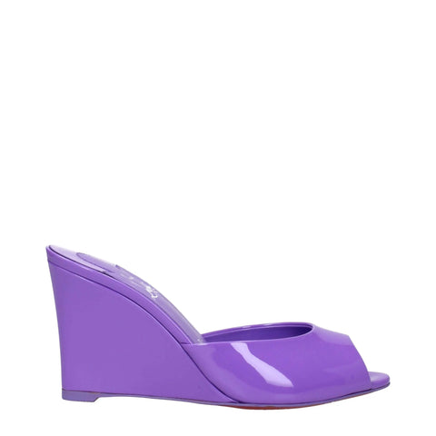 Purple Leather Wedges Sandals Christian Louboutin
