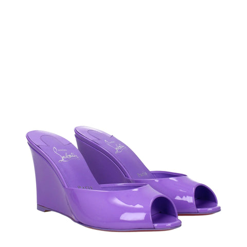Purple Leather Wedges Sandals Christian Louboutin
