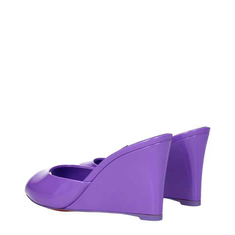 Purple Leather Wedges Sandals Christian Louboutin