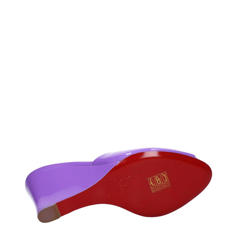 Purple Leather Wedges Sandals Christian Louboutin