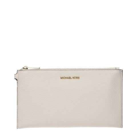 Beige Leather Clutch Bags Michael Kors