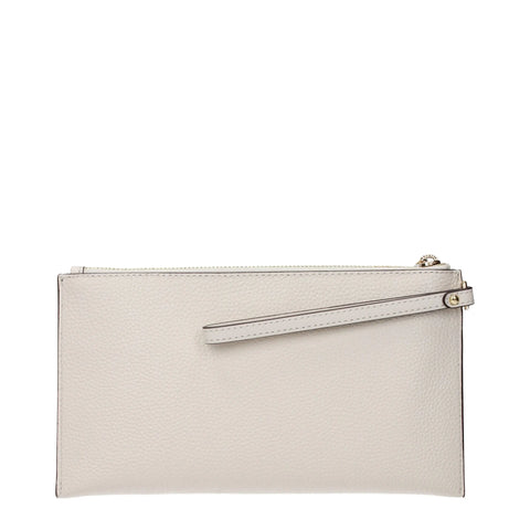 Beige Leather Clutch Bags Michael Kors